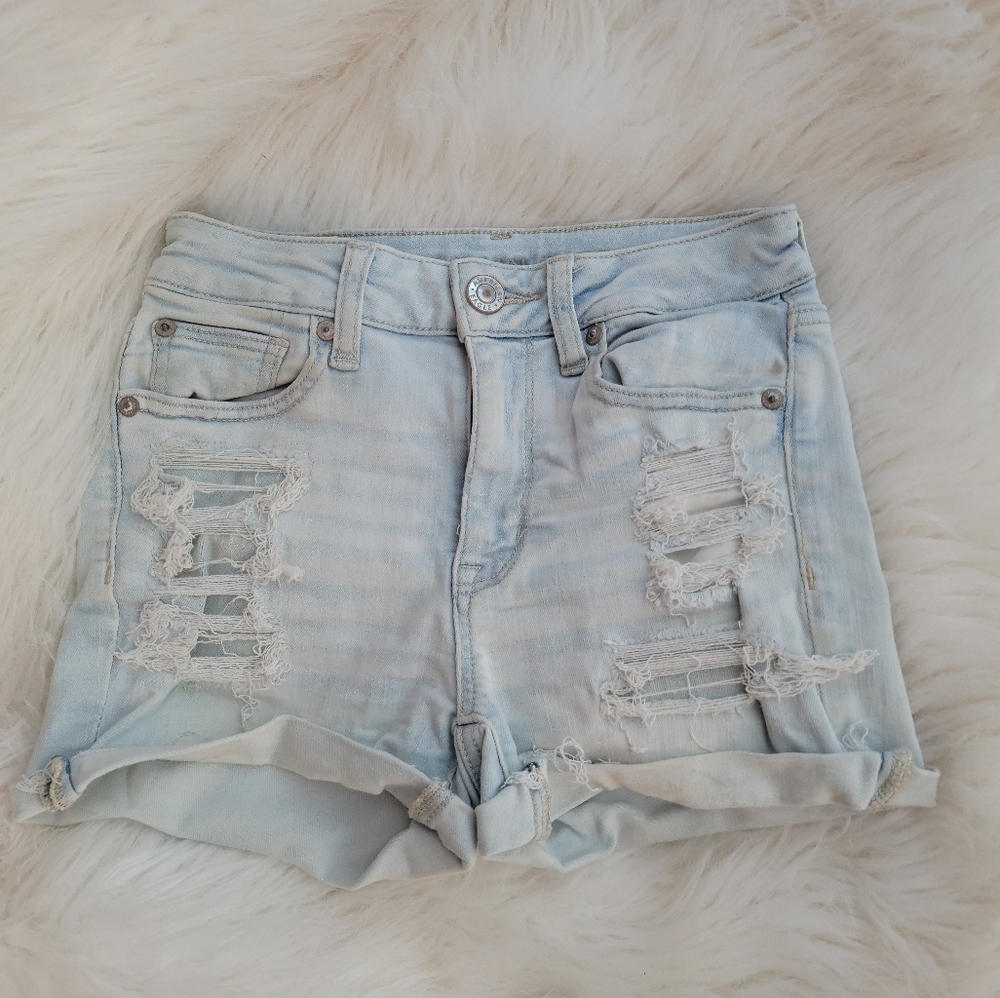 Light wash denim shorts